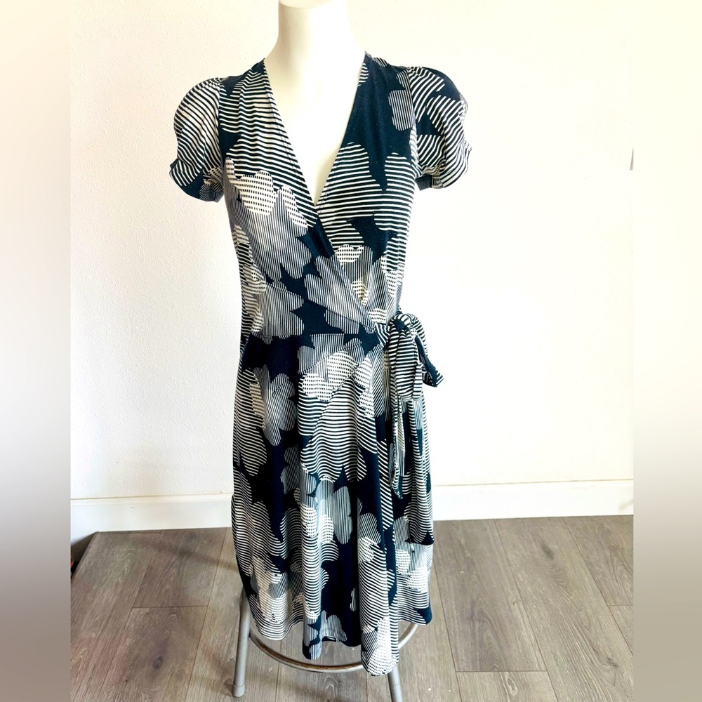 Navy Floral Wrap Dress